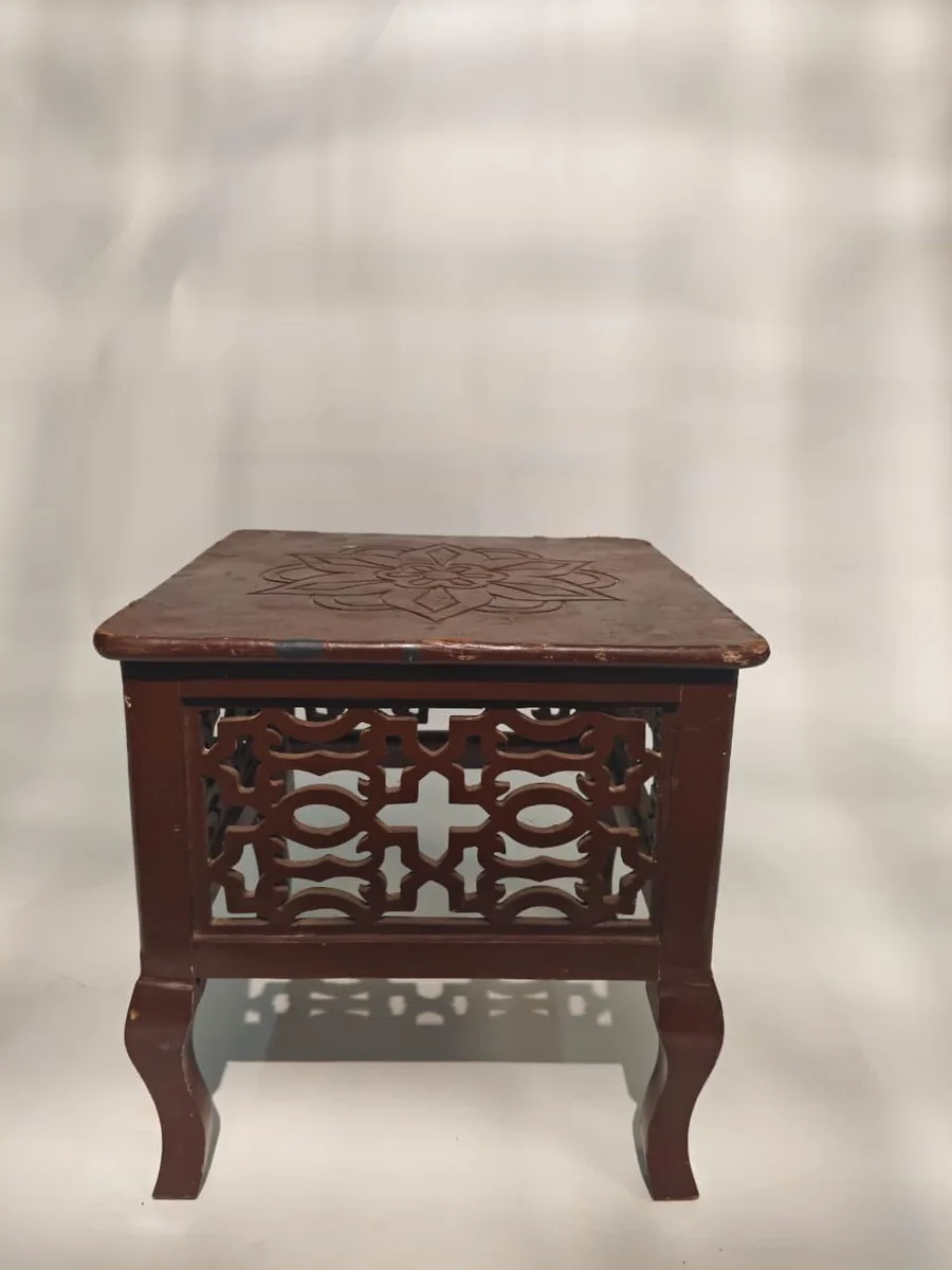 FLORAL WOODEN STOOL