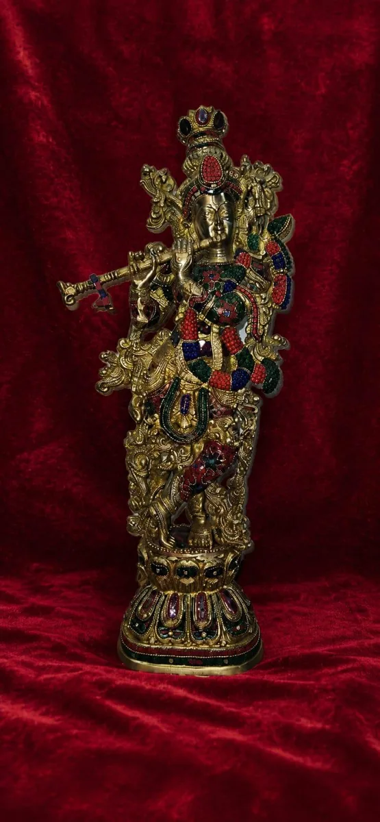 Krishna Idol with coloured stones