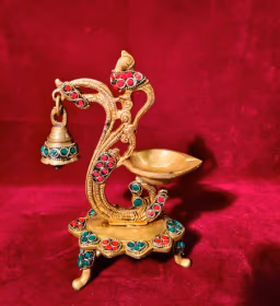Wick Stand With Diya And Bell