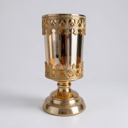 Golden round candle stand 10 inch